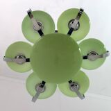 Art Deco Italian Chrome and "Incamiciato" Glass Chandelier, 1930s