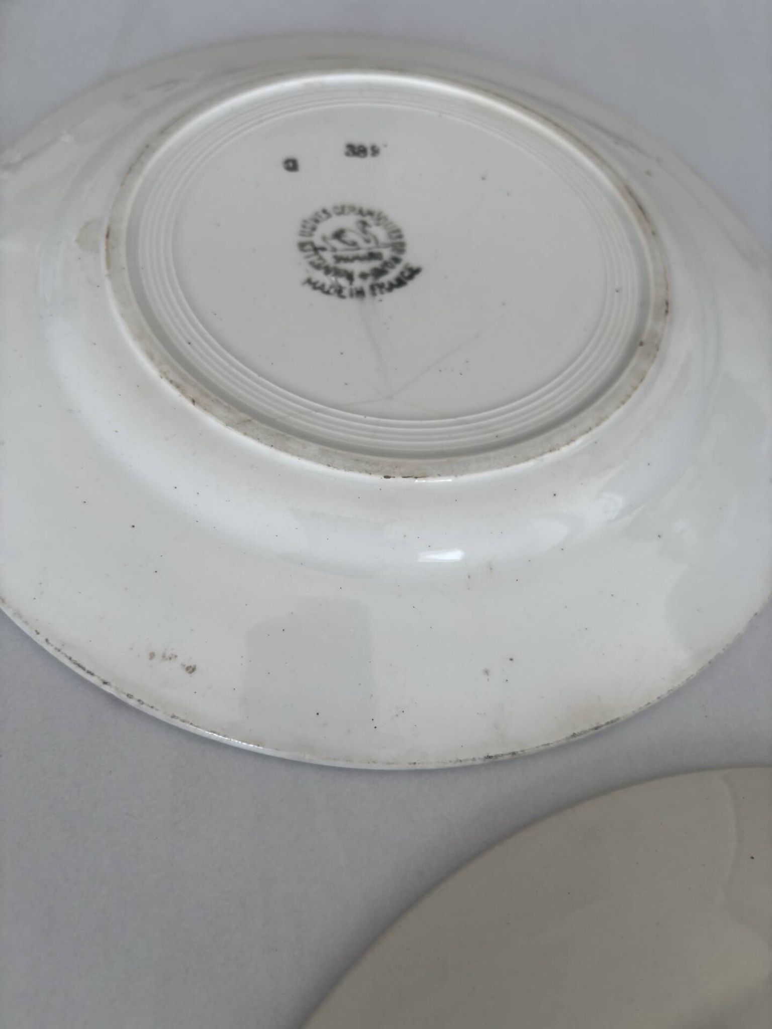 Lot of 4 antique earthenware plates from 1950, Saint Amand - plates bl