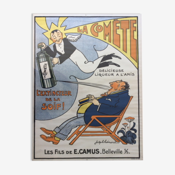 Affiche originale lithographiee anis la comete ill. joseph hemard 60 x 80 cm  1925 pastis