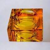 Cendrier glaçon orange par antonio imperatore, verre de murano, italie, 1970