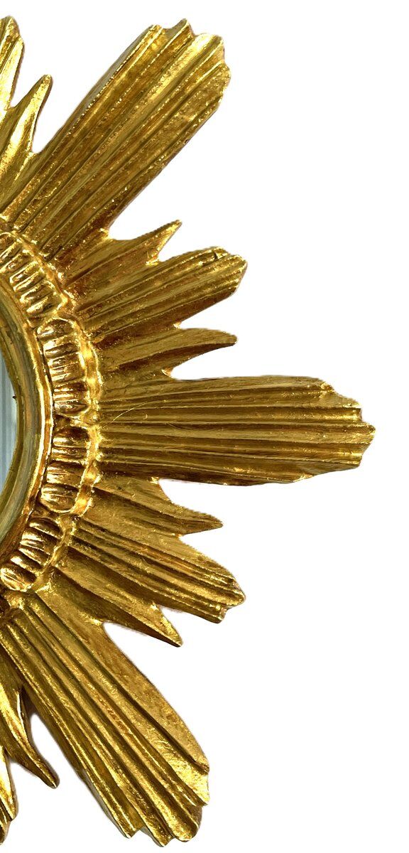 Wenz golden wood sun mirror, Germany, 1960s