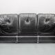 1970 Kurt Hvitsjö Rare “Hannibal” Black 3- Seater Sofa For Isku, Finland