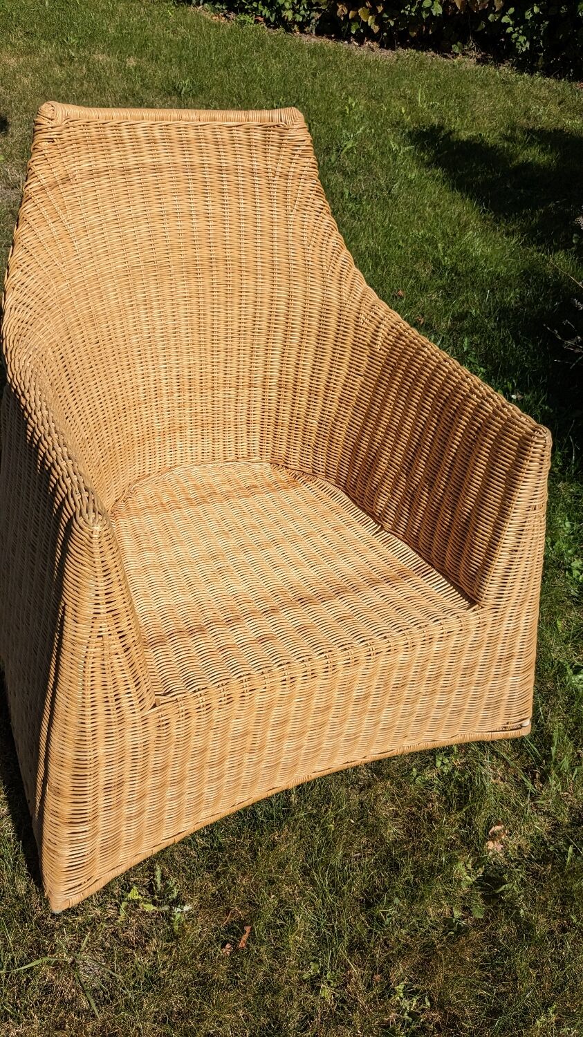 Wicker and rattan rocking chair