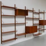Danish Modern 5-Bay Modular Teak Wall Unit by Poul Cadovius for Cado, 1950s