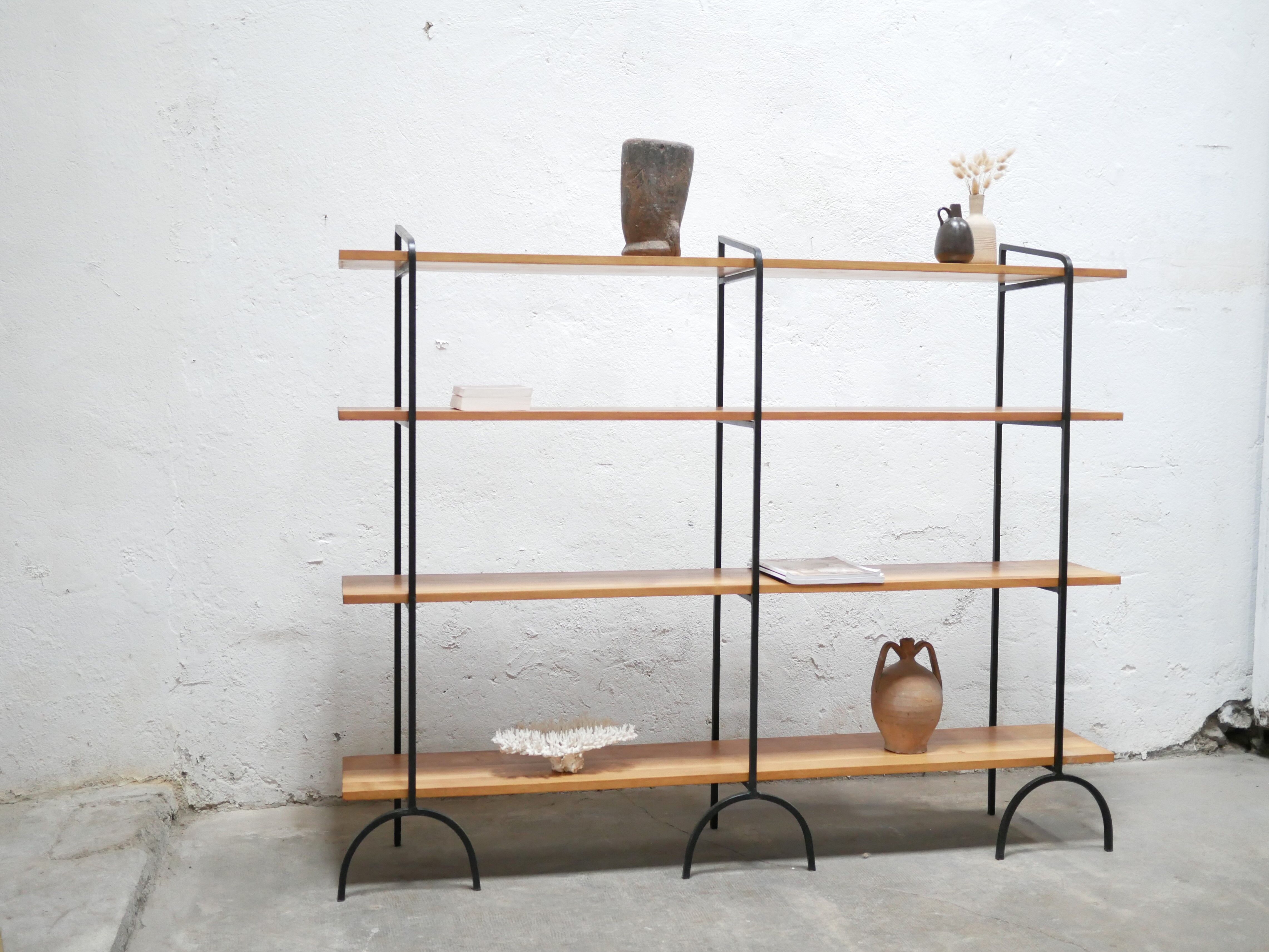 Vintage wooden and metal shelf