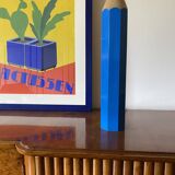 Pierre Sala, postmodern blue Pencil table lamp, Ed. Vilac France 1980s