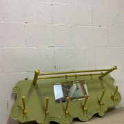 Portemanteau mural vintage vert olive avec miroir