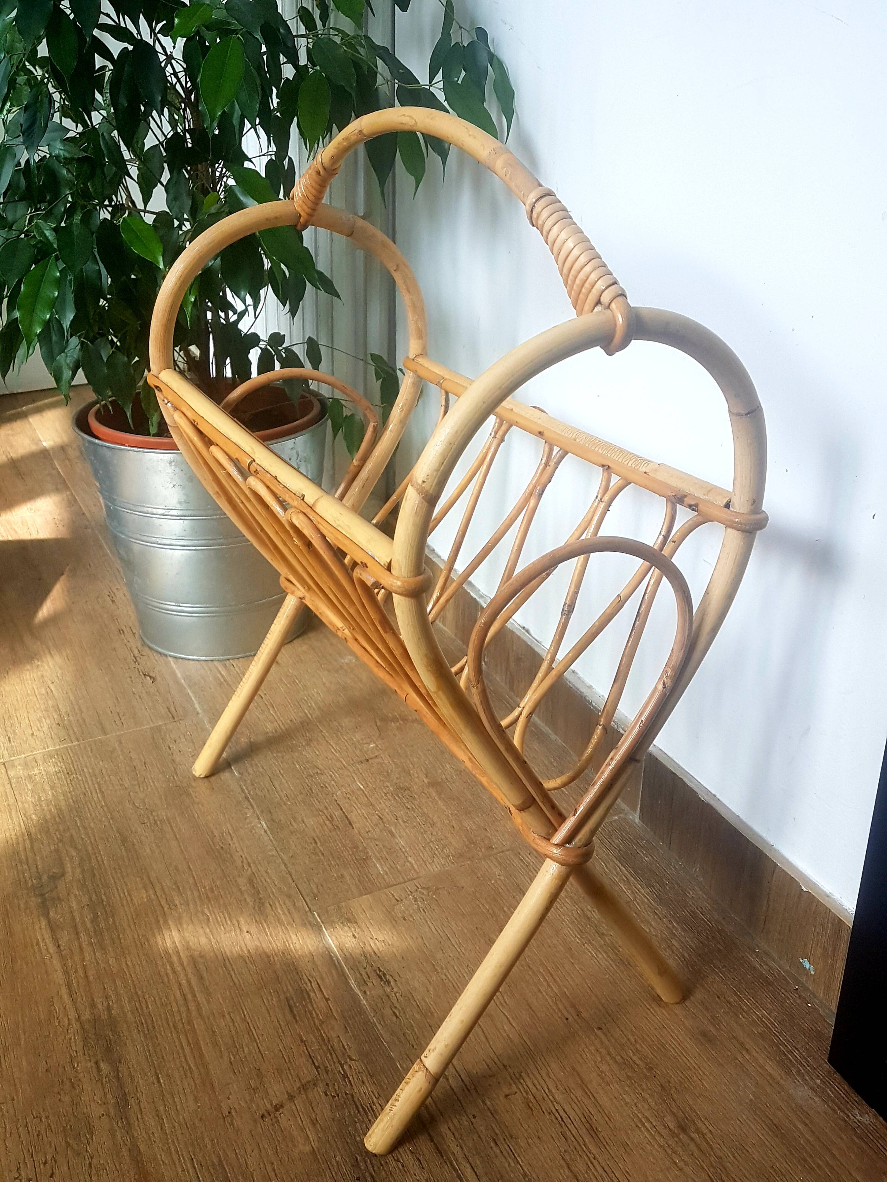 Rattan magazine holder