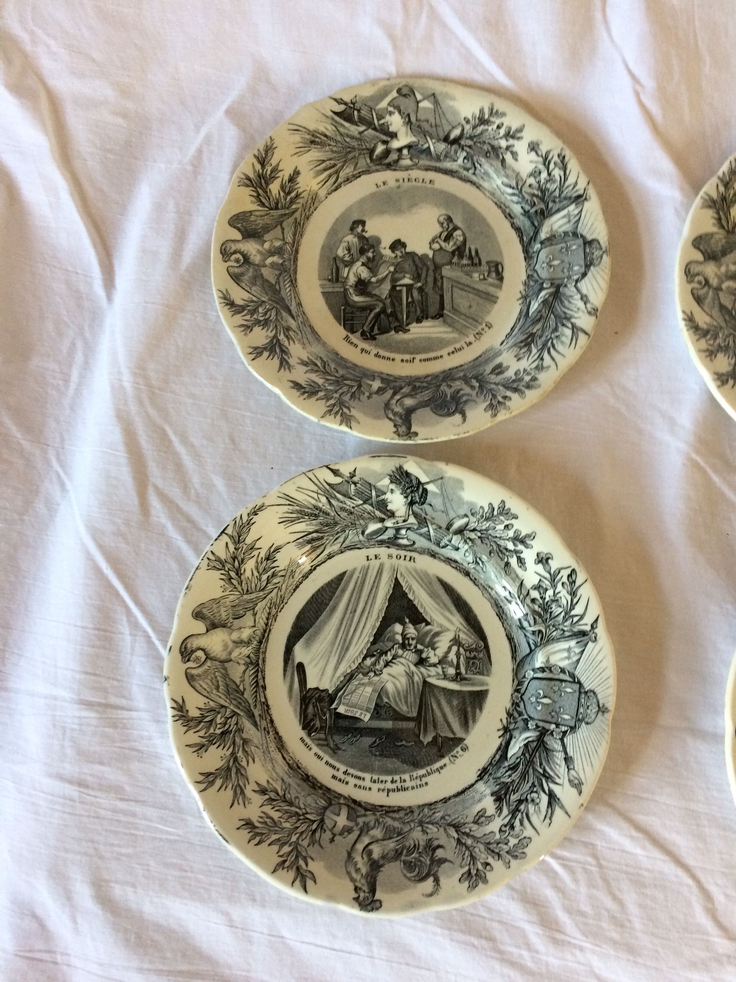 Série de 10 assiettes parlantes Choisy le Roi XIXe