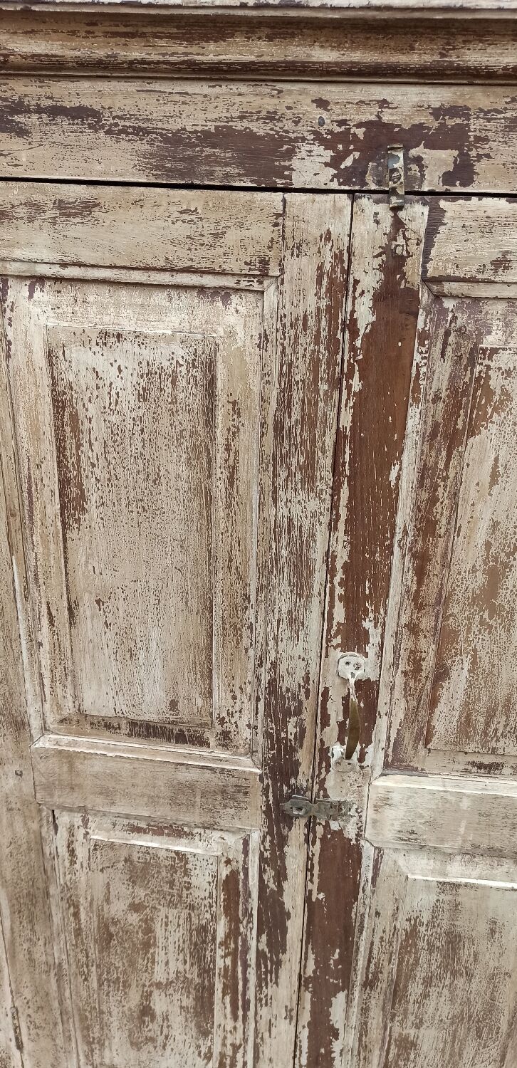 Old wooden wardrobe beige / pale yellow façade