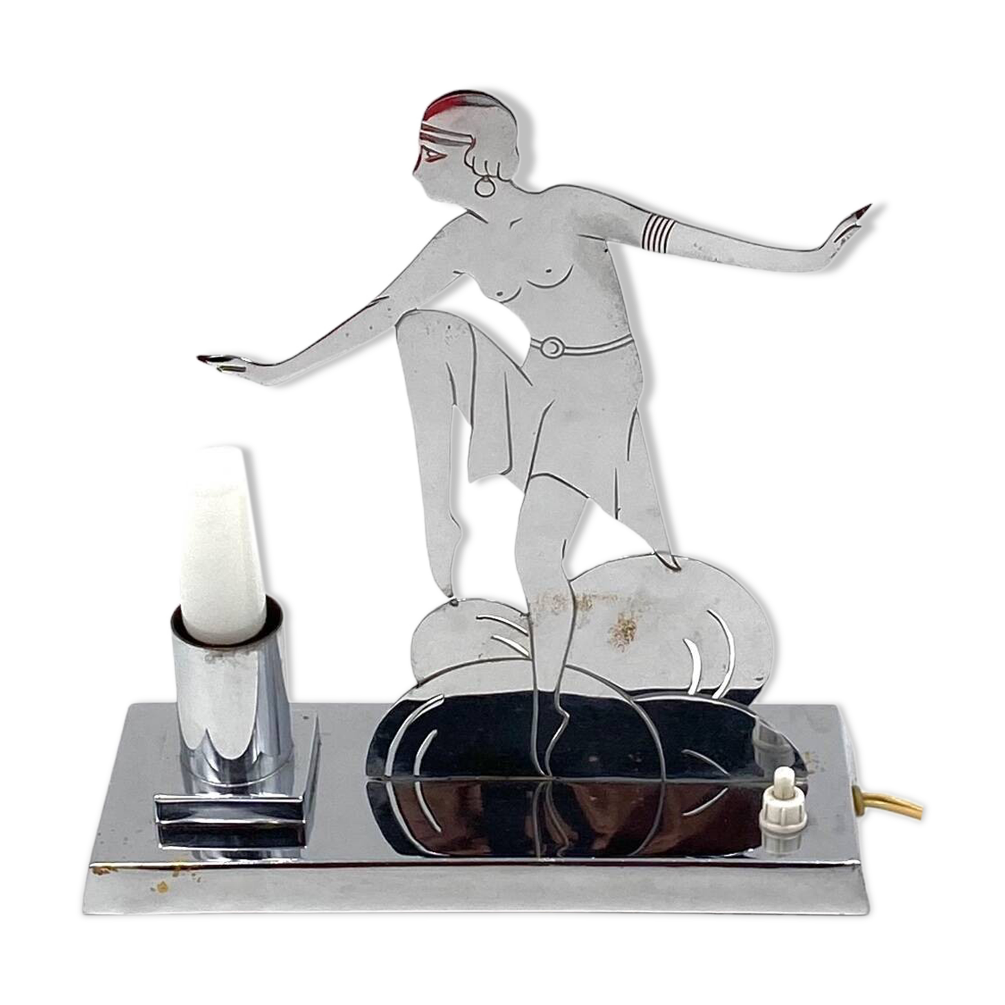 Art Déco Charleston Dancer cubist Table Lamp, LW Paris France, circa 1930