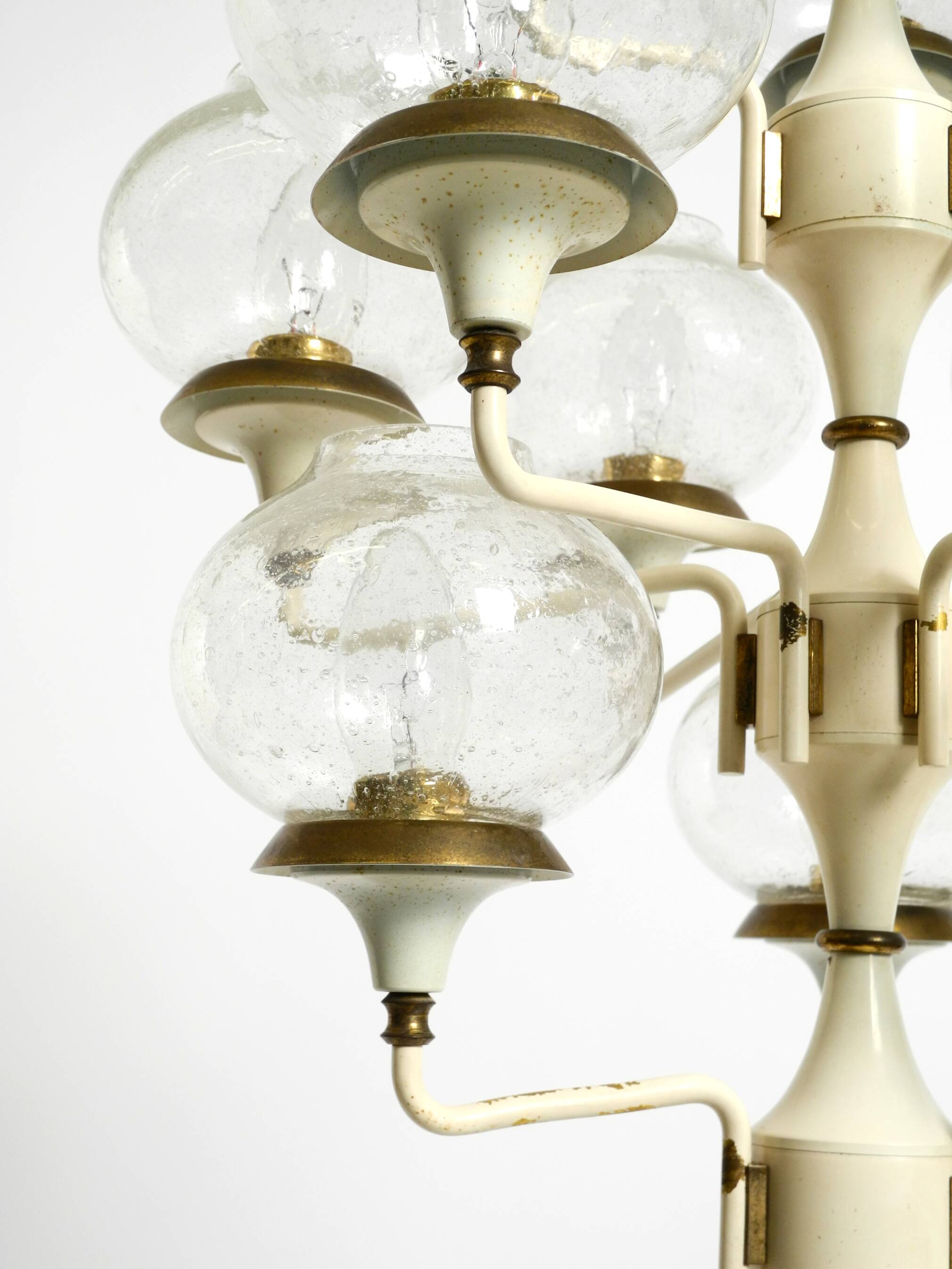 Large 1960s brass and glass tulip ceiling lamp by Hans Agne Jakobsson