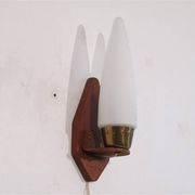 Danish teak and opaline wall lamp