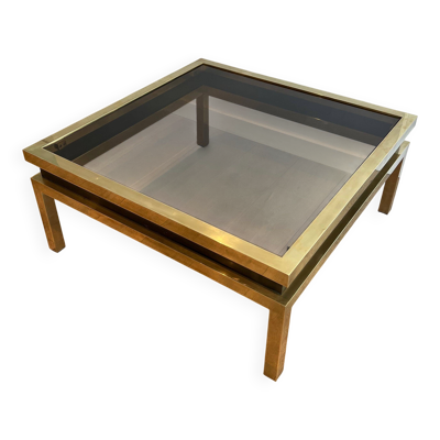 Table basse en laiton et laque noire de Guy Lefèvre pour la Maison Jansen