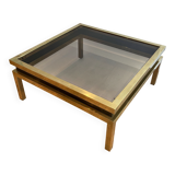 Coffee table in brass and black lacquer by Guy Lefèvre for Maison Jansen