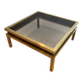 Table basse en laiton et laque noire de Guy Lefèvre pour la Maison Jansen
