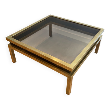Coffee table in brass and black lacquer by Guy Lefèvre for Maison Jansen