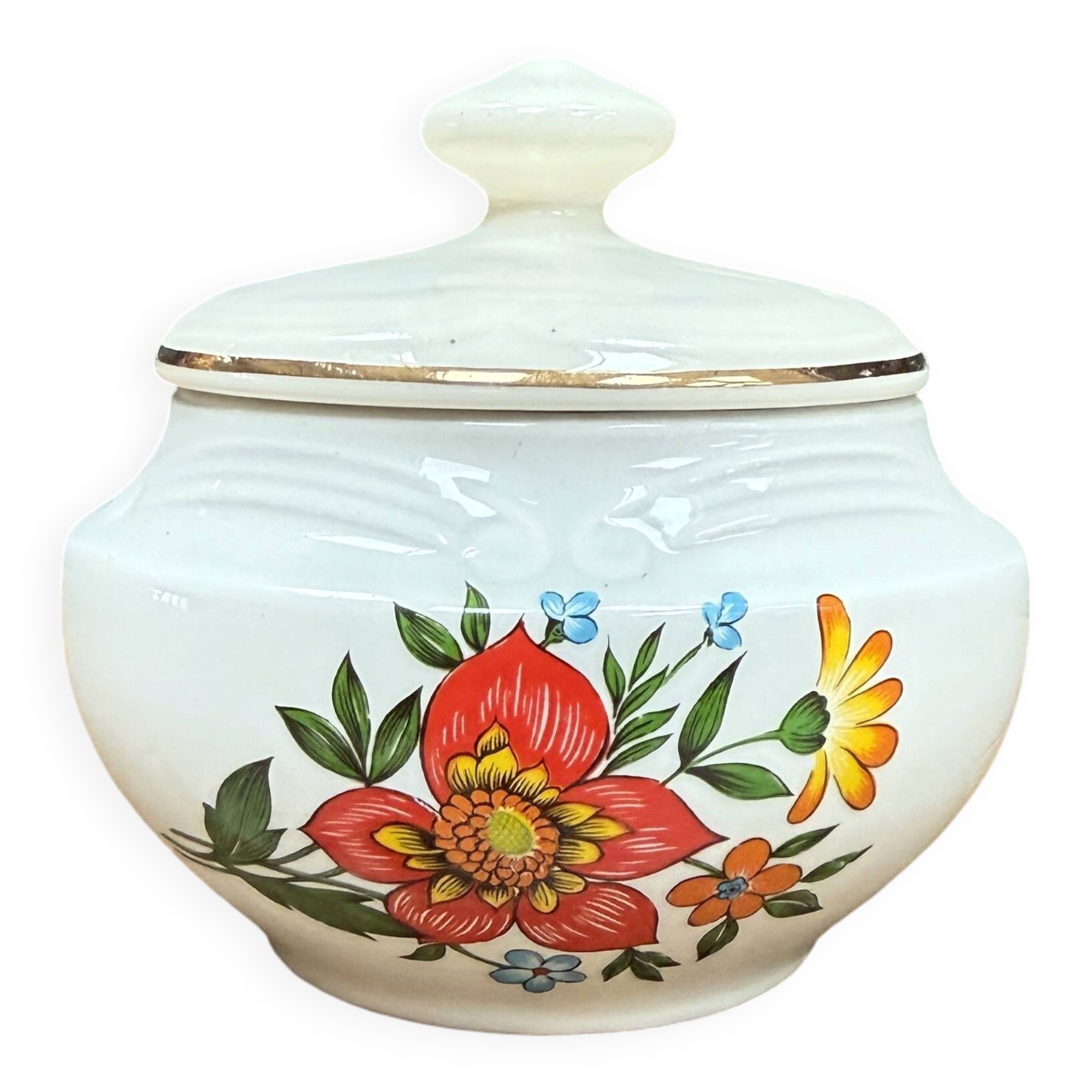 Vintage sugar bowl in Gien porcelain