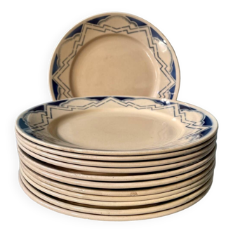 Série de 12 assiettes plates Art Déco vers 1940