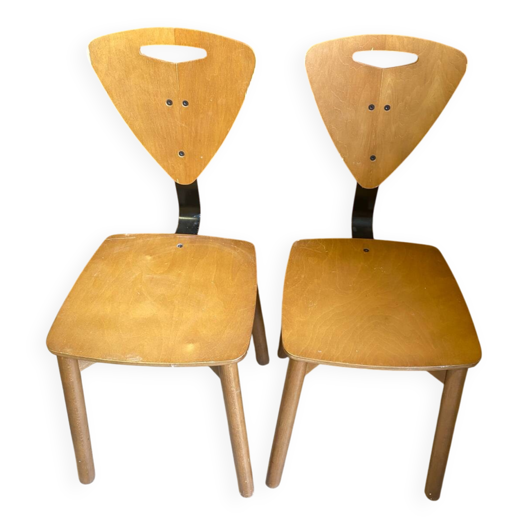 80s Italian chairs, in wood and metal