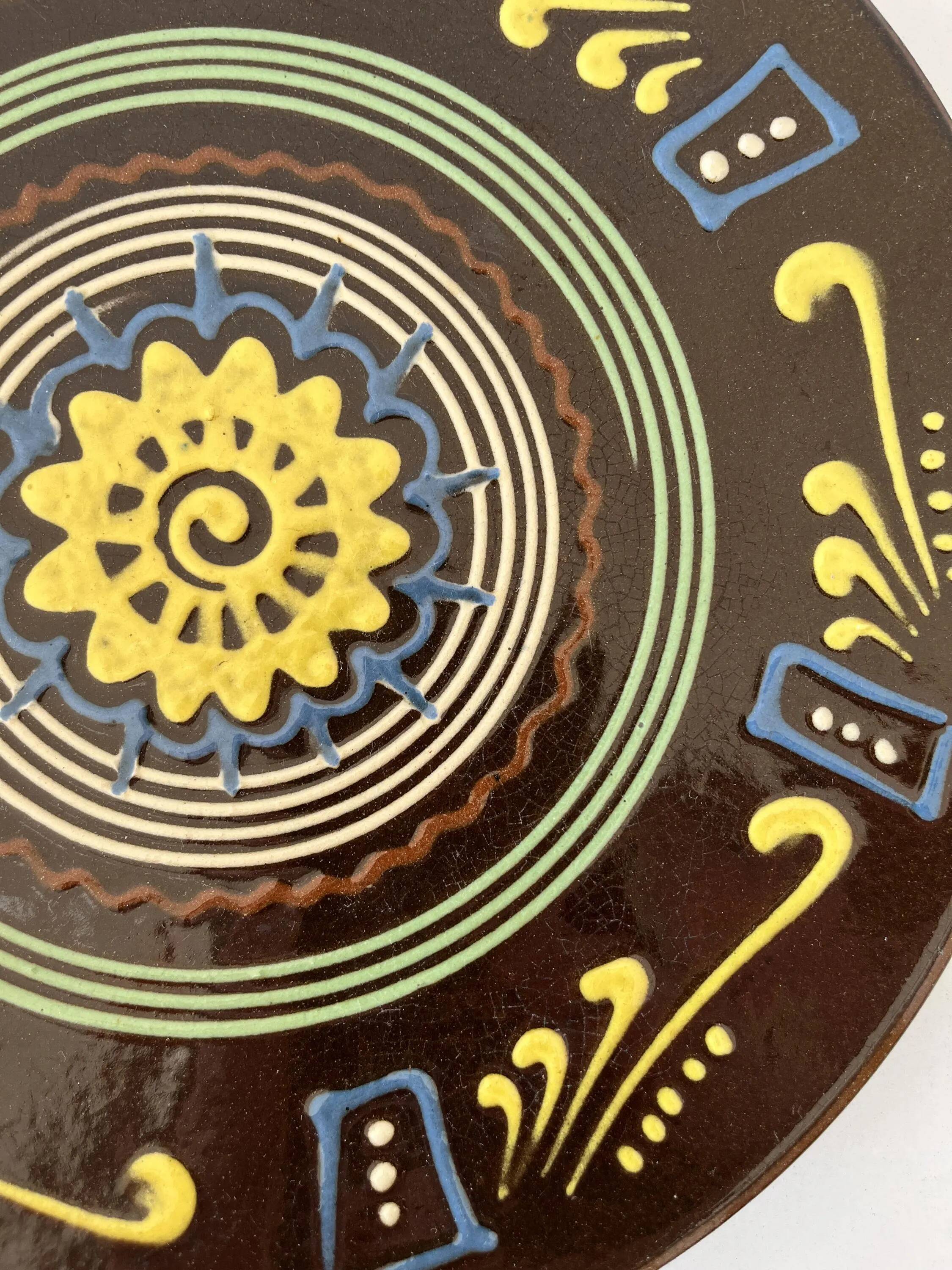 Large brown ceramic platter, 1960