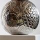 Vintage Italian vase in nickel-plated brass from the 1960s, hand-hammered relief of fruits and leaves.