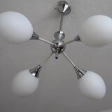 Sputnik metal & opaline chandelier