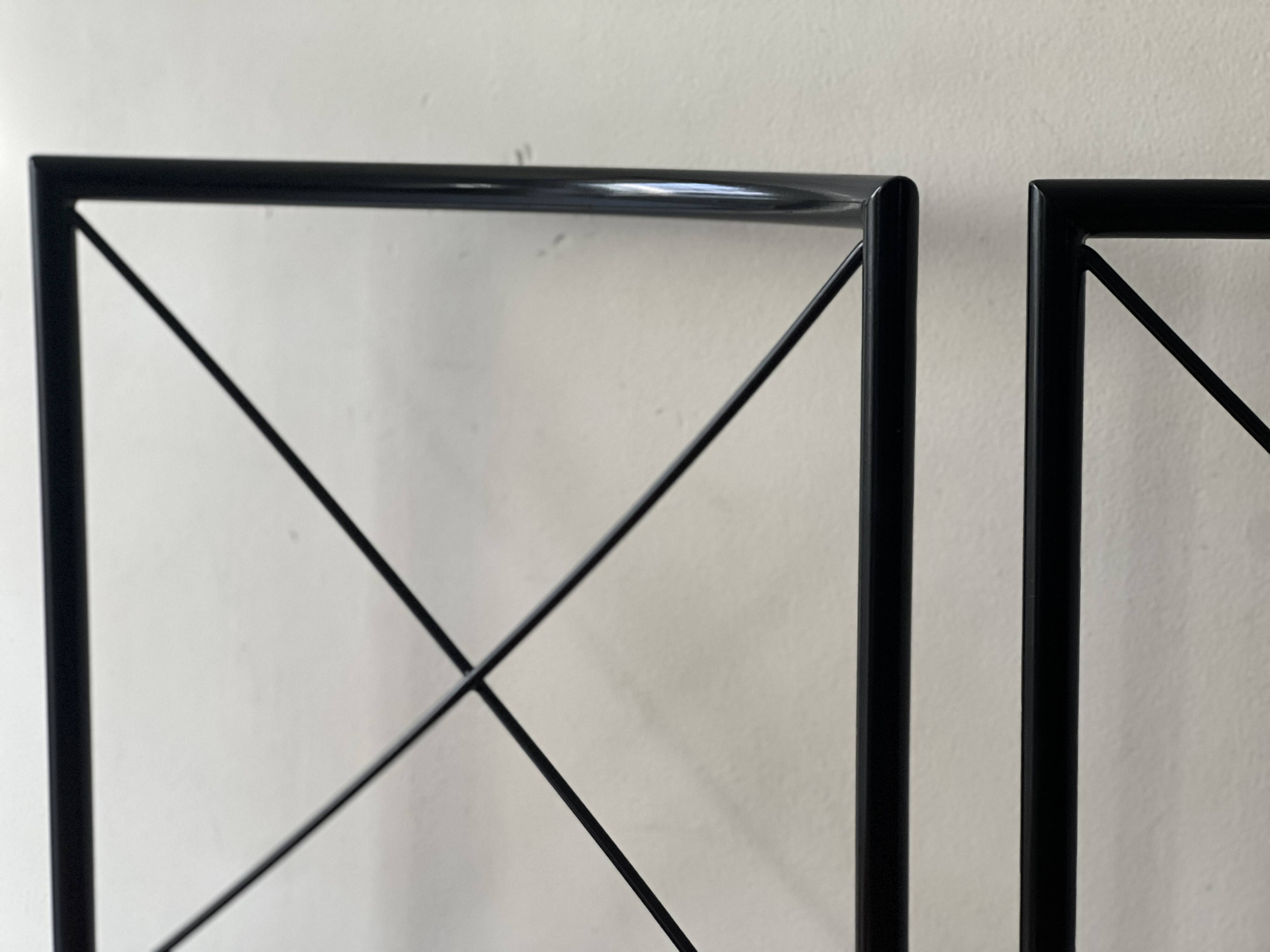 Set of 2 designer chairs in metal and cognac leather, Arrben Italy