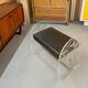 Lucite vanity stool bench with new faux snakeskin upholstery