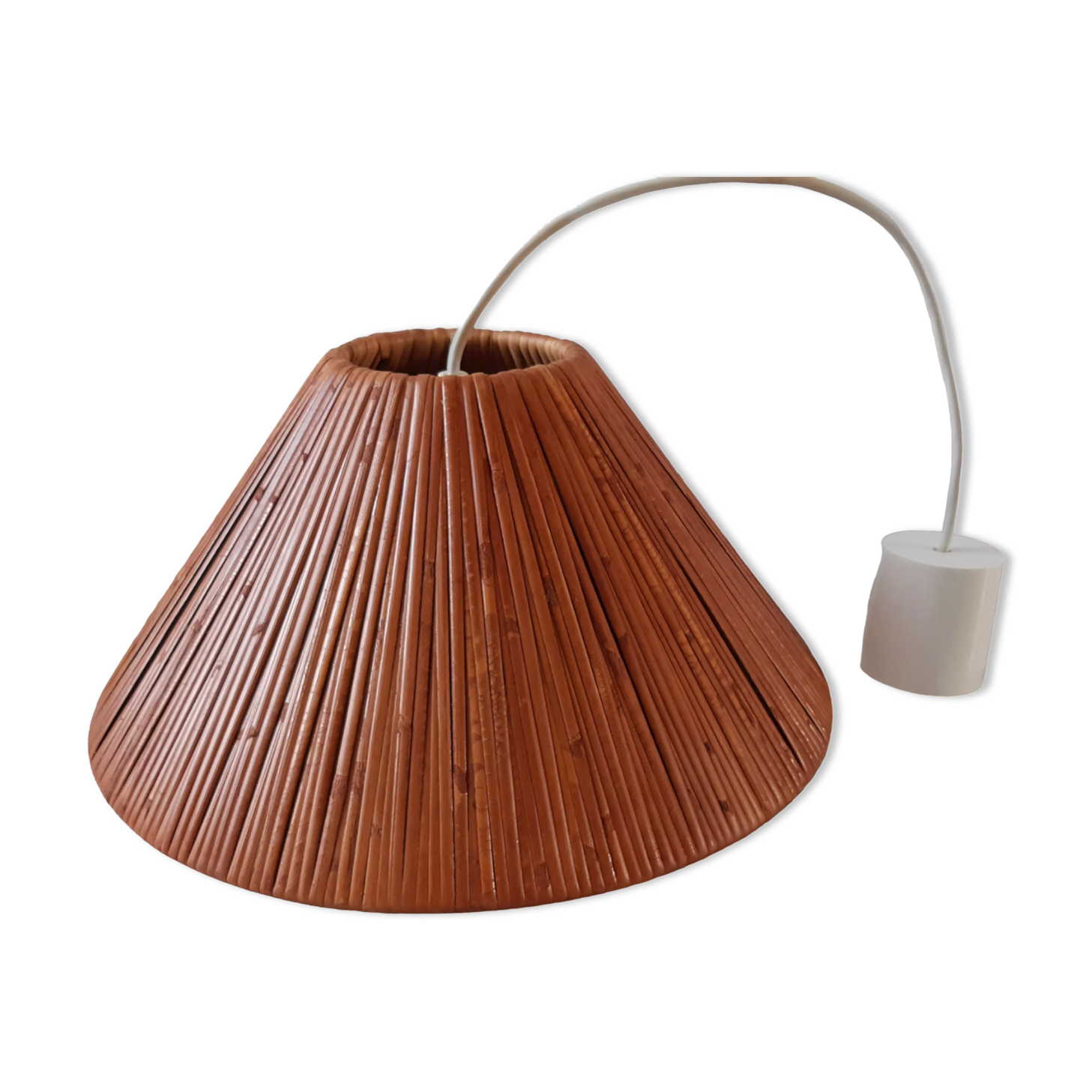 Suspension vintage en bois bambou années 60-70