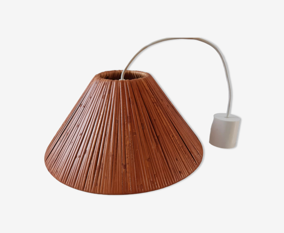 Suspension vintage en bois bambou années 60-70