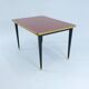 Dining Table, High Gloss Laminate, Brass, Tapered Legs, Burgundy - XL