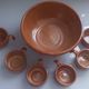 Vintage soup or gratin service in glazed earthenware. 7 pieces.