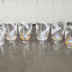 6 old straight glasses feather pattern h 7 cm