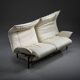 Canapé inclinable vintage Cassina Veranda en cuir crème, années 1980