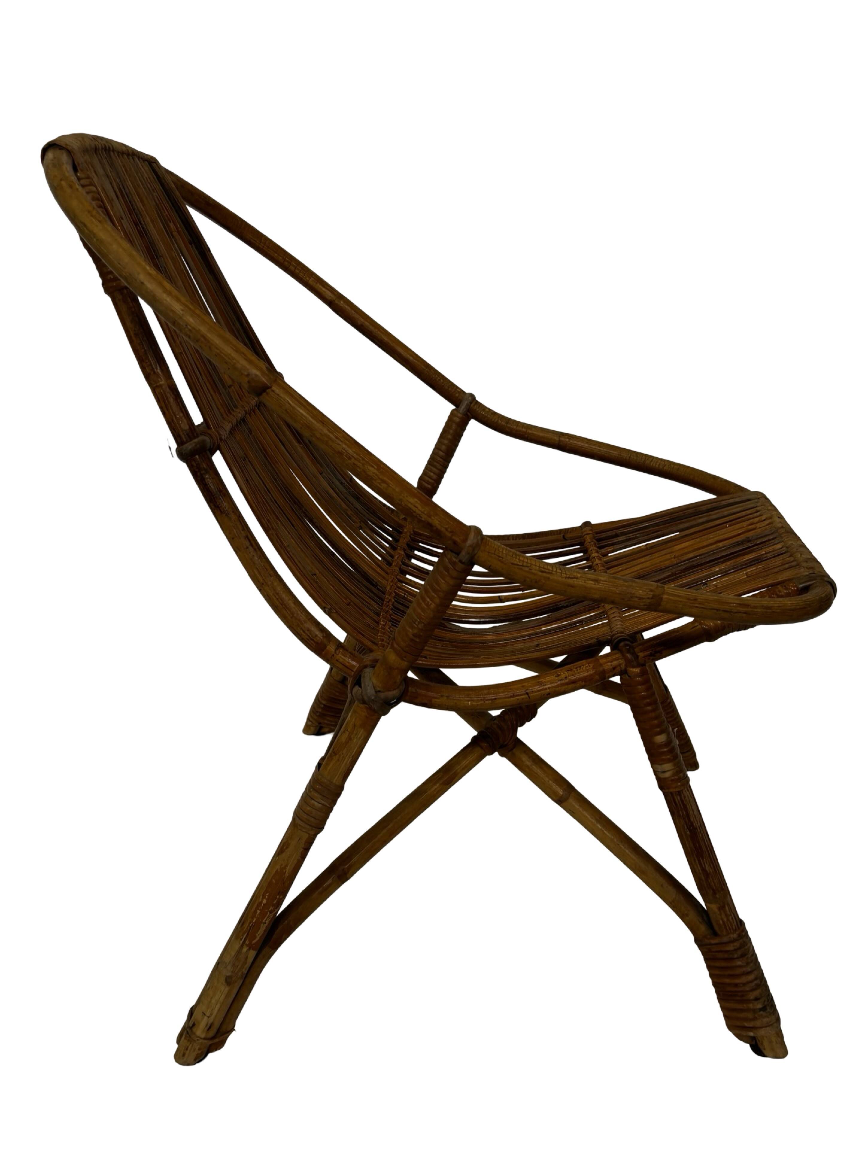 Vintage Rattan Chair Dirk Van Sliedregt Rohe Noordwolde 1960