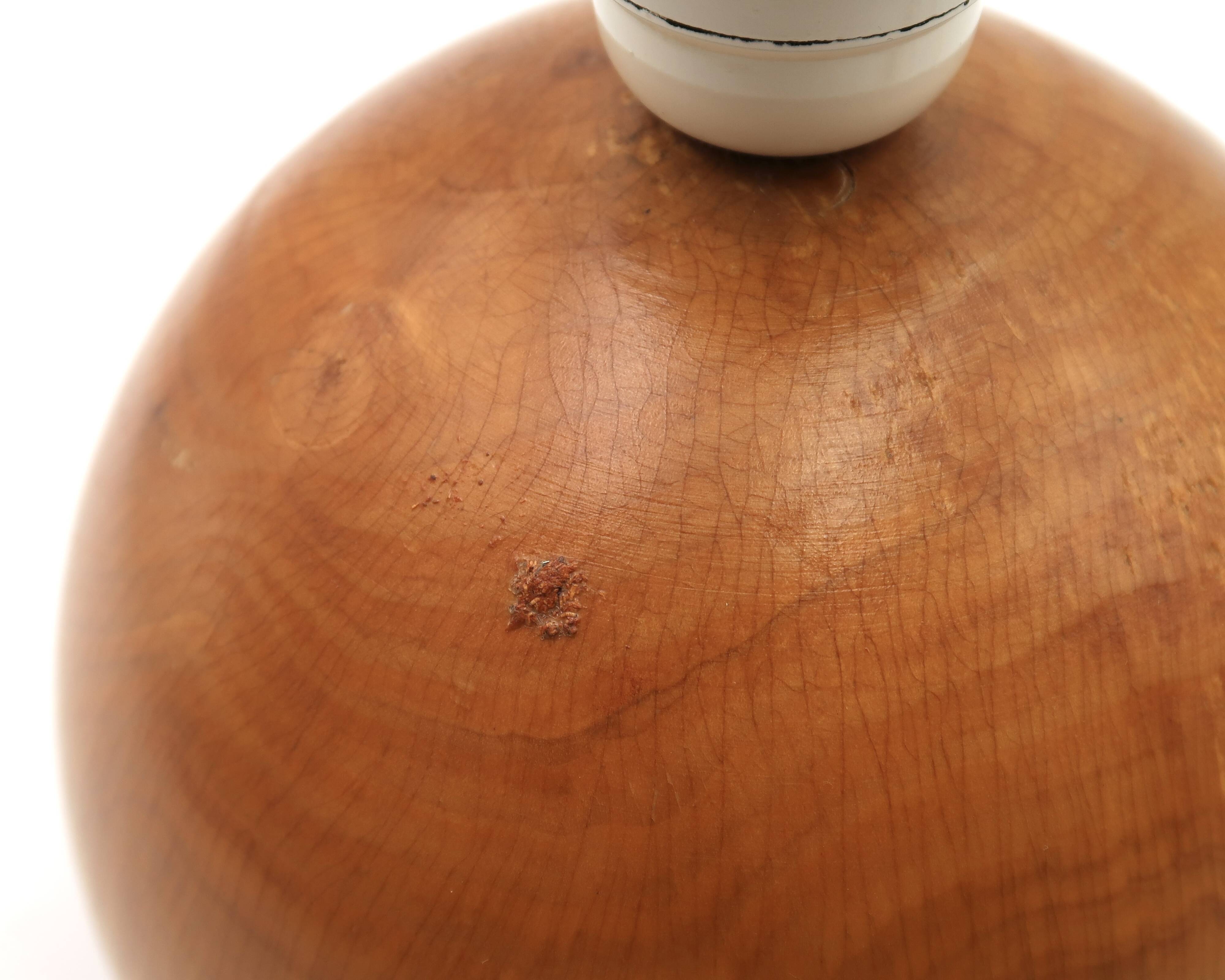 Blonde wooden ball lamp, 1970s