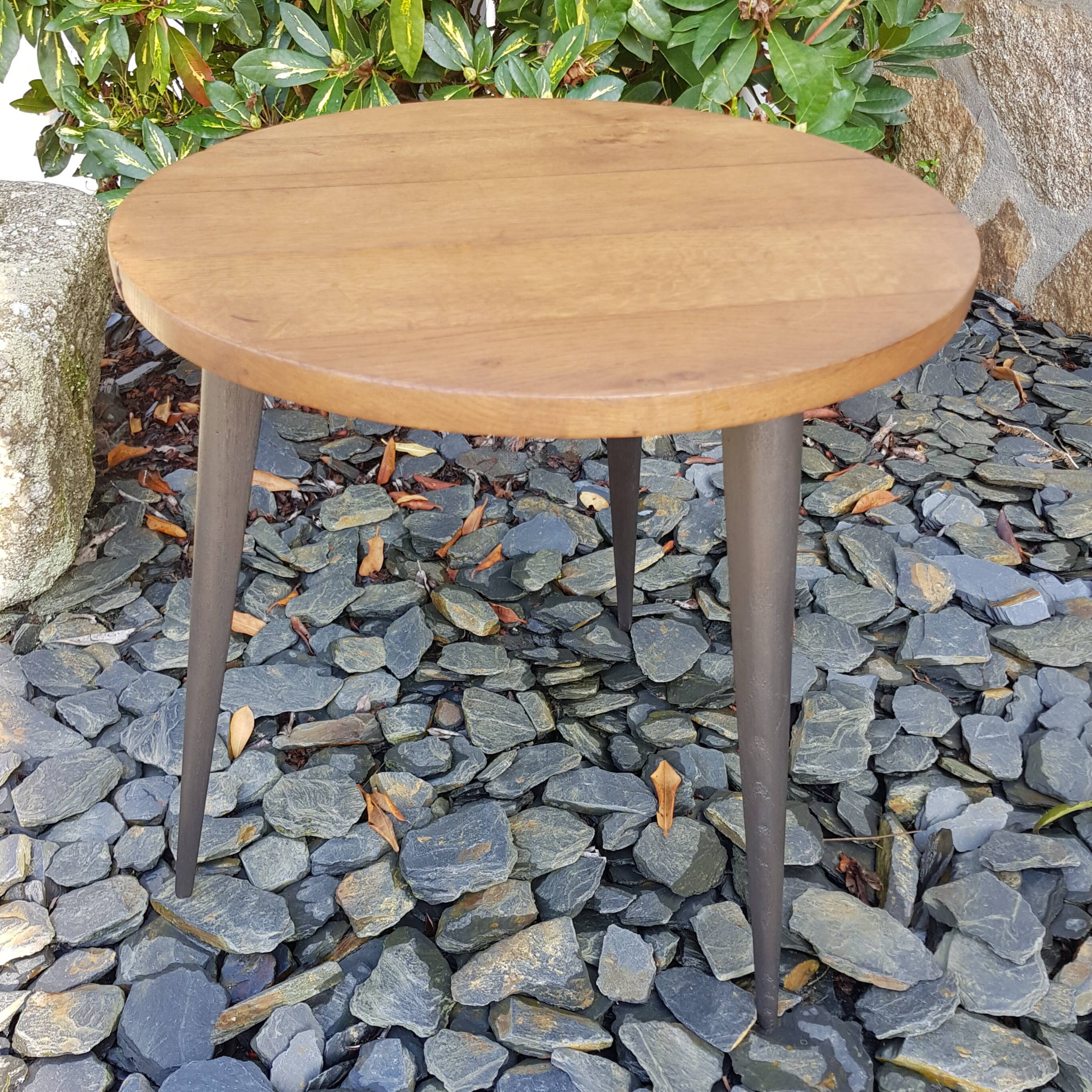 Round wooden coffee table