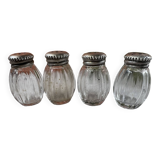Christofle box of 4 solid silver salt pots