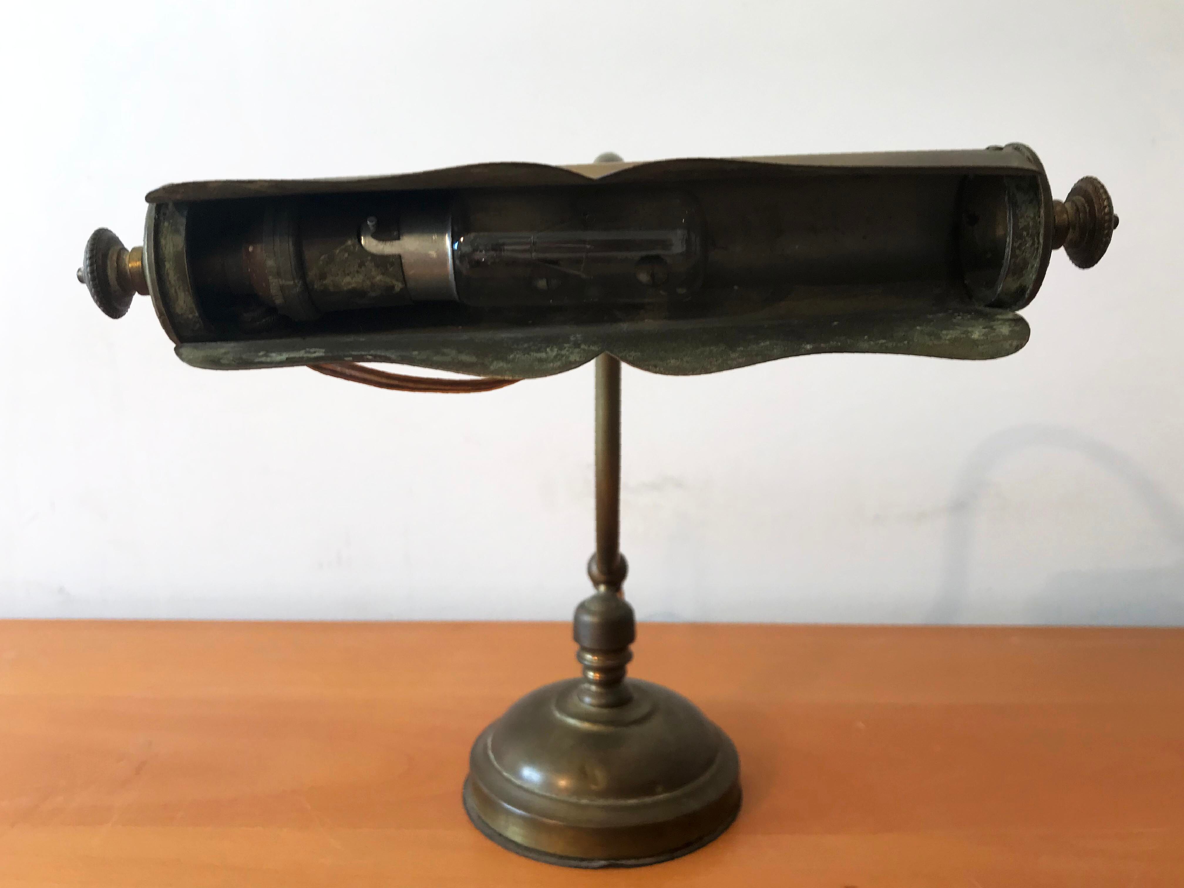 Desk notary bronze piano lamp and brass