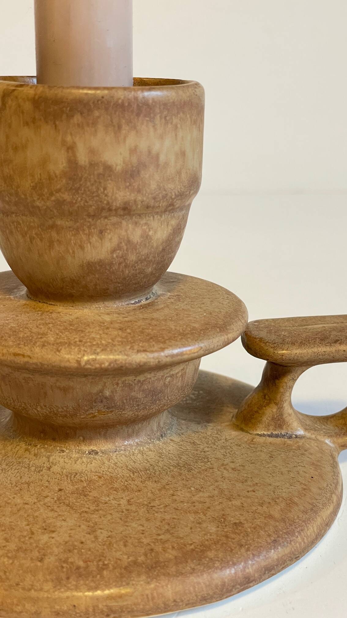 Geometric Hand CANDLE HOLDER Stoneware VINTAGE France