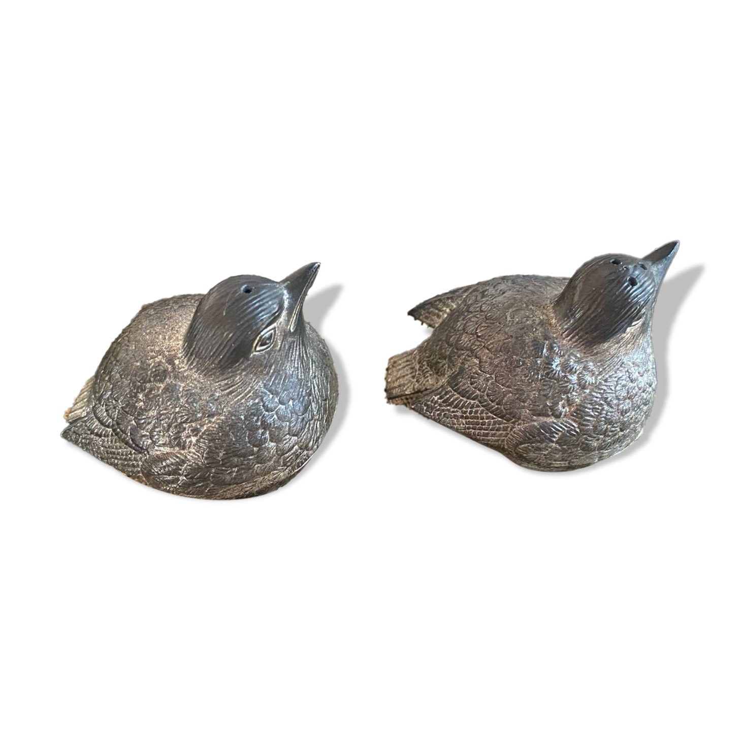 Couple de moineaux salière et poivrière vintage