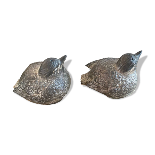 Couple de moineaux salière et poivrière vintage