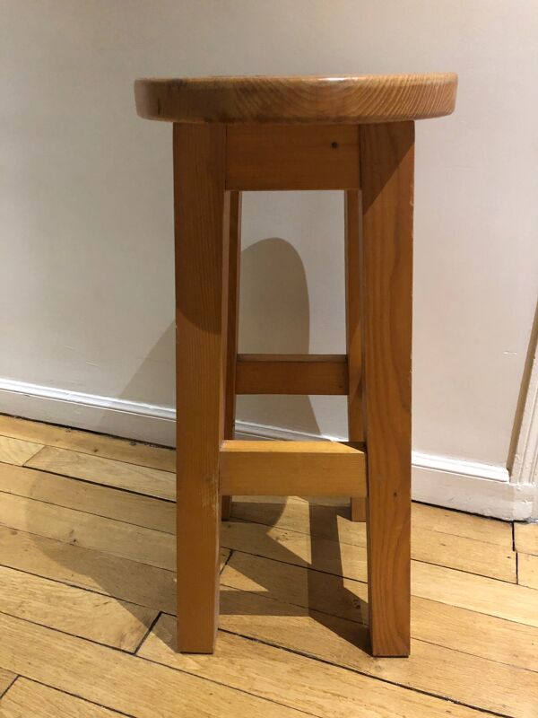 Tabouret sellette en pin années 70