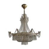 Balloon chandelier in brass and crystal grapevines