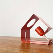 Orange metal table lamp, minimalist, modern mid-century space age, 1960s.