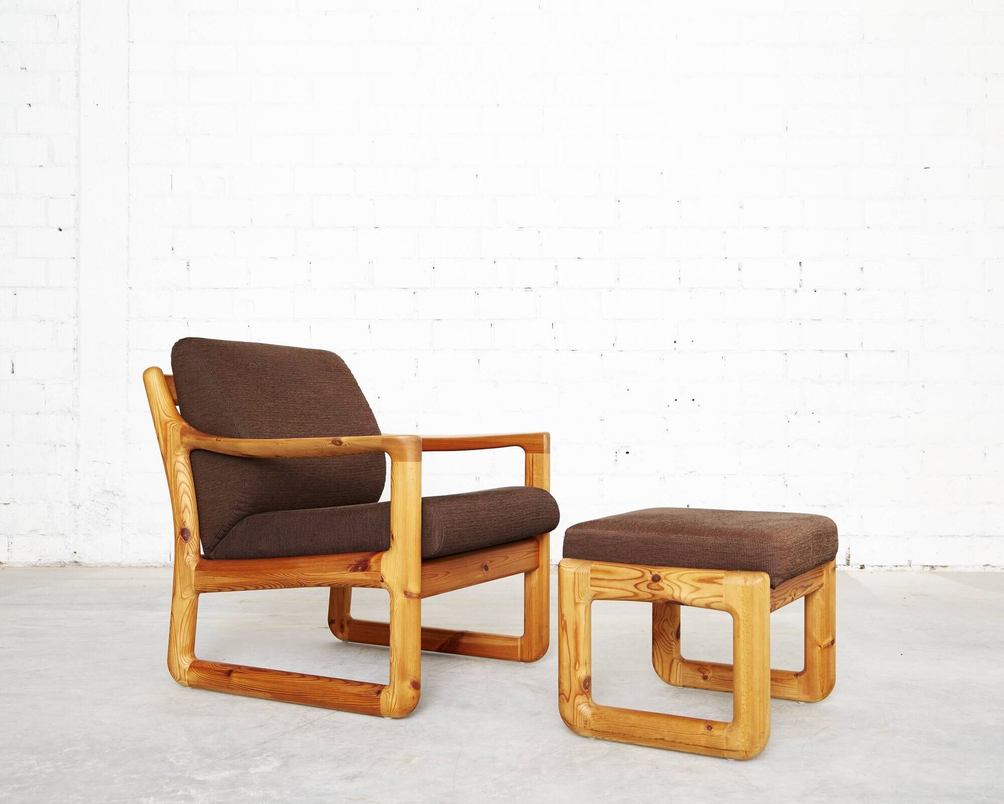 Danish Modern Pine  Armchair & Stool  by C. F. C. Silkeborg