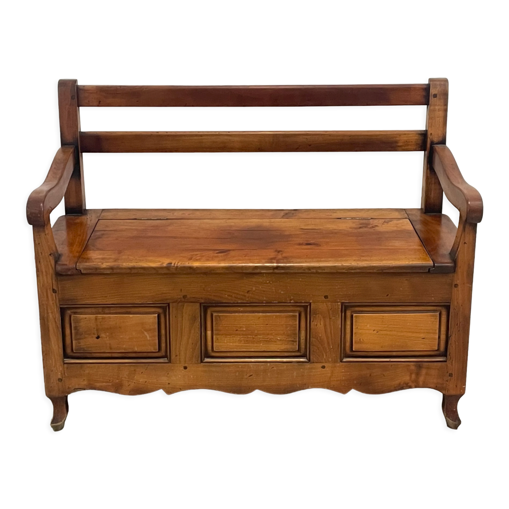 Rustic fruit wood chest bench, children's room