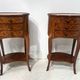 Pair of small kidney-shaped commodes in marquetry veneer, 20th century.