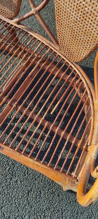 Rattan bench and cannage, vintage